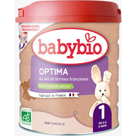Babybio optima 1 lait pour nourrissons 1er age bio 800g